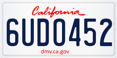 CA license plate 6UDO452