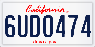 CA license plate 6UDO474
