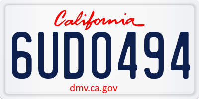 CA license plate 6UDO494
