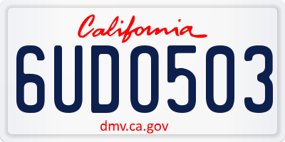 CA license plate 6UDO503