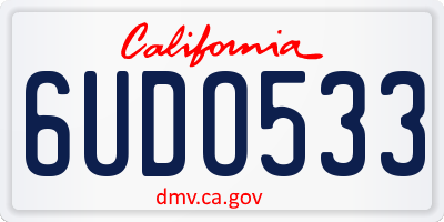 CA license plate 6UDO533