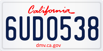 CA license plate 6UDO538