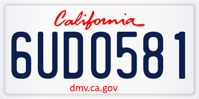 CA license plate 6UDO581