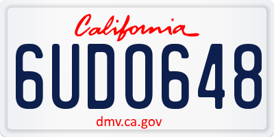 CA license plate 6UDO648