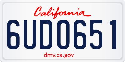 CA license plate 6UDO651