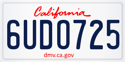 CA license plate 6UDO725