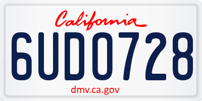CA license plate 6UDO728