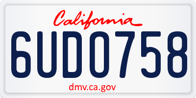 CA license plate 6UDO758