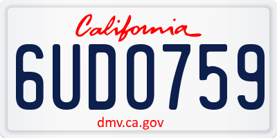 CA license plate 6UDO759