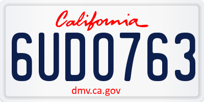 CA license plate 6UDO763