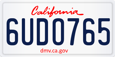 CA license plate 6UDO765