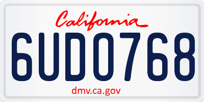 CA license plate 6UDO768