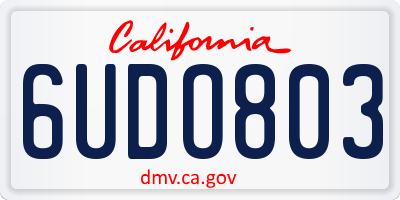 CA license plate 6UDO803