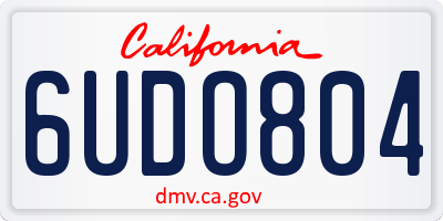 CA license plate 6UDO804