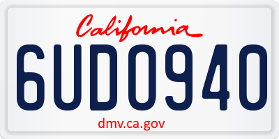 CA license plate 6UDO940