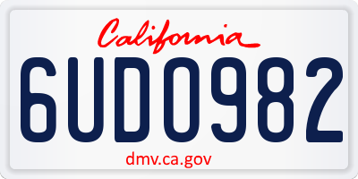 CA license plate 6UDO982
