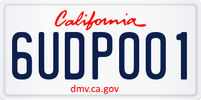 CA license plate 6UDP001