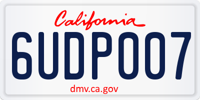 CA license plate 6UDP007