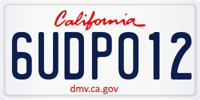 CA license plate 6UDP012