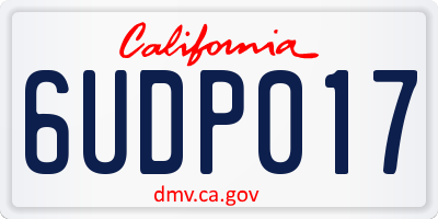 CA license plate 6UDP017