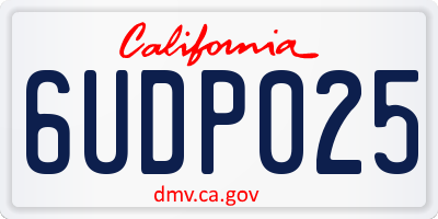CA license plate 6UDP025