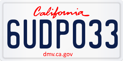CA license plate 6UDP033