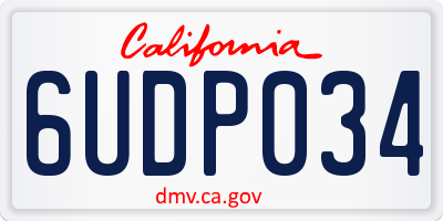 CA license plate 6UDP034