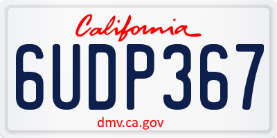 CA license plate 6UDP367