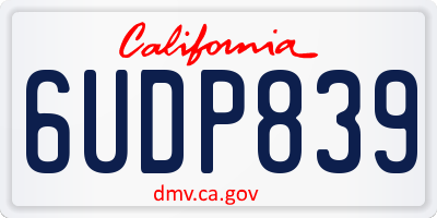 CA license plate 6UDP839