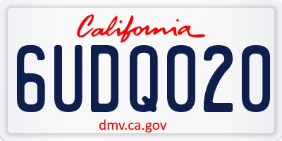 CA license plate 6UDQ020