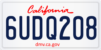 CA license plate 6UDQ208