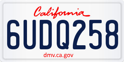 CA license plate 6UDQ258