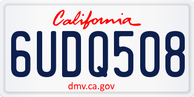 CA license plate 6UDQ508