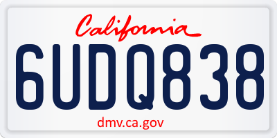 CA license plate 6UDQ838