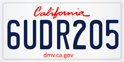 CA license plate 6UDR205