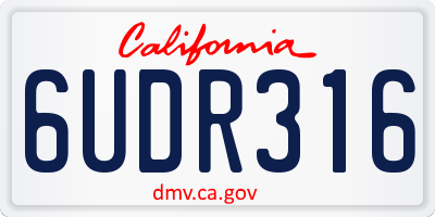 CA license plate 6UDR316