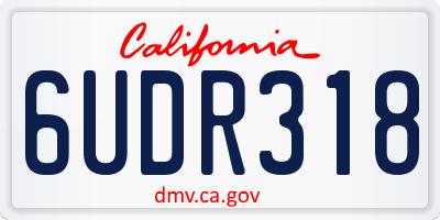 CA license plate 6UDR318