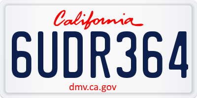 CA license plate 6UDR364