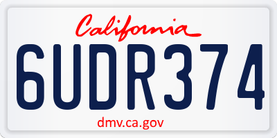 CA license plate 6UDR374