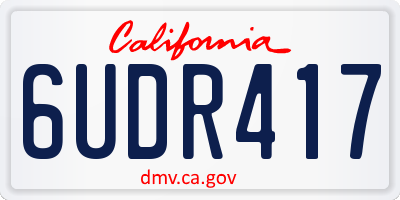 CA license plate 6UDR417