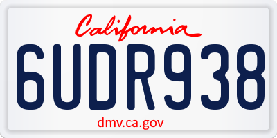CA license plate 6UDR938