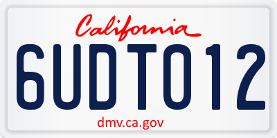 CA license plate 6UDT012