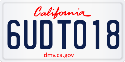 CA license plate 6UDT018