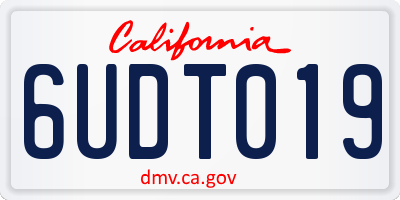 CA license plate 6UDT019
