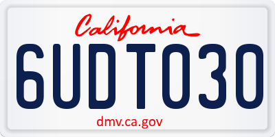CA license plate 6UDT030