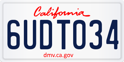 CA license plate 6UDT034