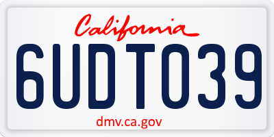 CA license plate 6UDT039