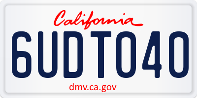 CA license plate 6UDT040