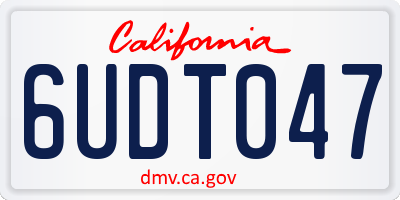 CA license plate 6UDT047