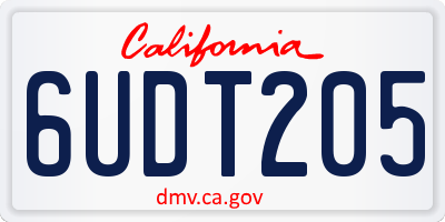 CA license plate 6UDT205